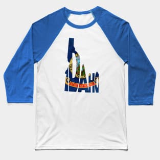 Idaho Typo Map Baseball T-Shirt